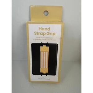 Cell phone hand strap grip yellow universal strap for phones tablets and kindles